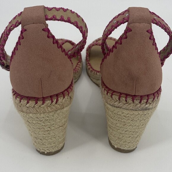 Adrienne Vittadini Womens Size 9.5 Charming Espadrille Wedge Sandals Dusty Pink - Picture 8 of 11